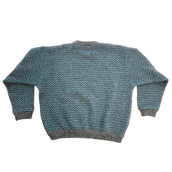 L.L. Bean Vintage Sweater Birdseye Norwegian Ragg Wool Men’s XL Gray Purple Teal - Picture 2 of 10
